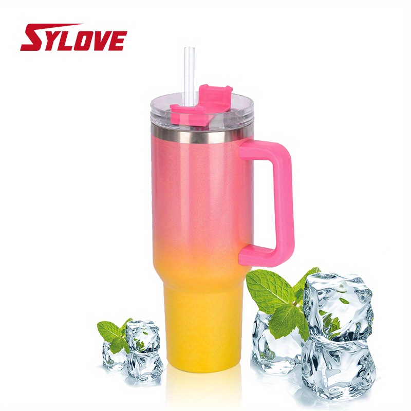 1pc Sylove 40oz Gradient Tumbler With Handle And Straw Double Walled Insulated Cup For Hot And Cold Drinks Perfect For Travel And Outdoor Activities Free Shipping On Items Shipped From Temu Temu