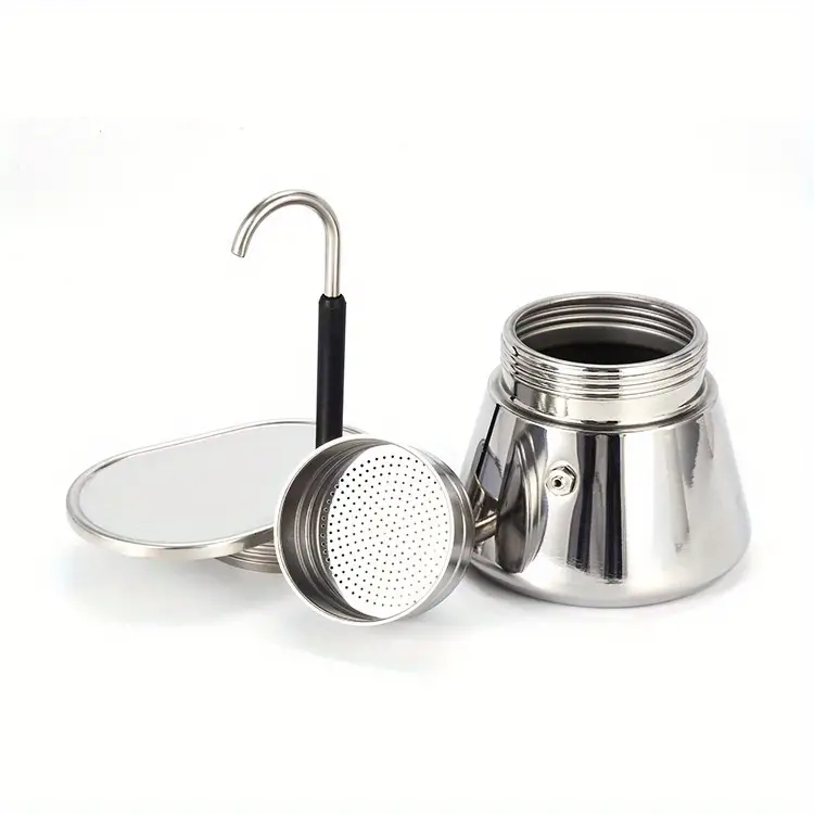 1pc 200ml stainless steel mocha pot coffee pot for travel outgoing portable suitable for home outgoing original color can be used on electromagnetic stove details 3