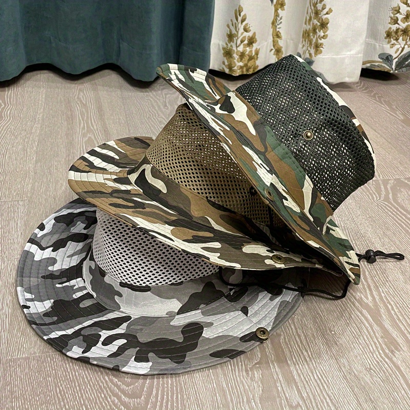 Summer Mens Bucket Hat Large Brim Camouflage Sun Hat Outdoor Mountaineering Fishing  Hat Hollow Breathable Sun Protection Hat Sun Hat - Jewelry & Accessories -  Temu Australia