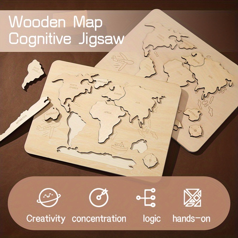 Shape Matching Fun Wooden Map Cognitive Puzzle Toy Temu