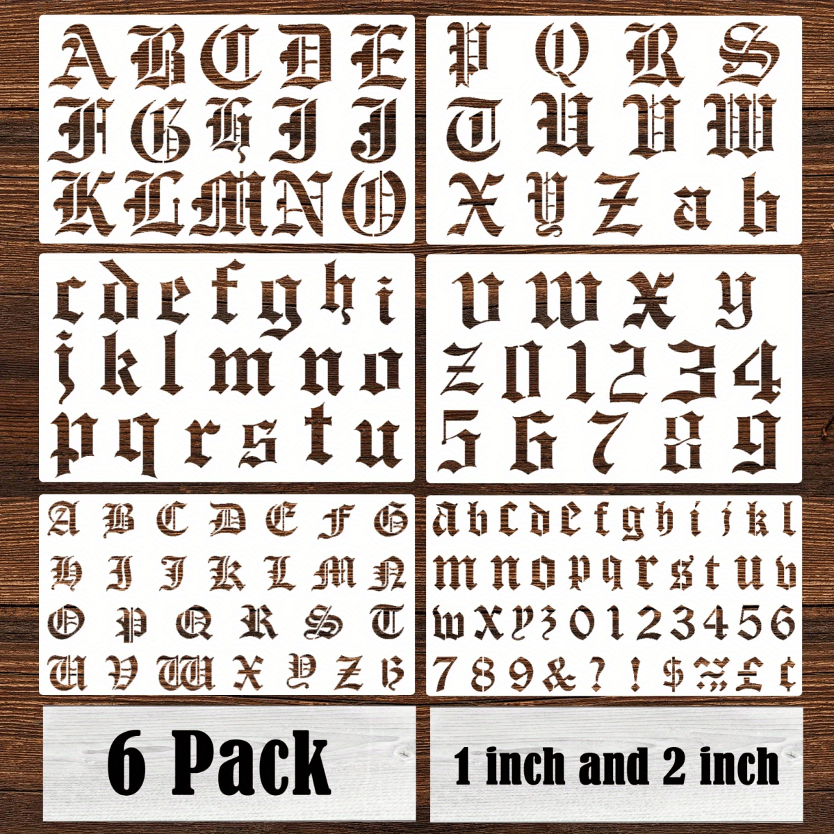 3 Inch Old English Lettering Stencils for Painting, 67 Pcs Calligraphy  Letter Stencils Reusable Alphabet Letters Numbers Signs Drawing Templates
