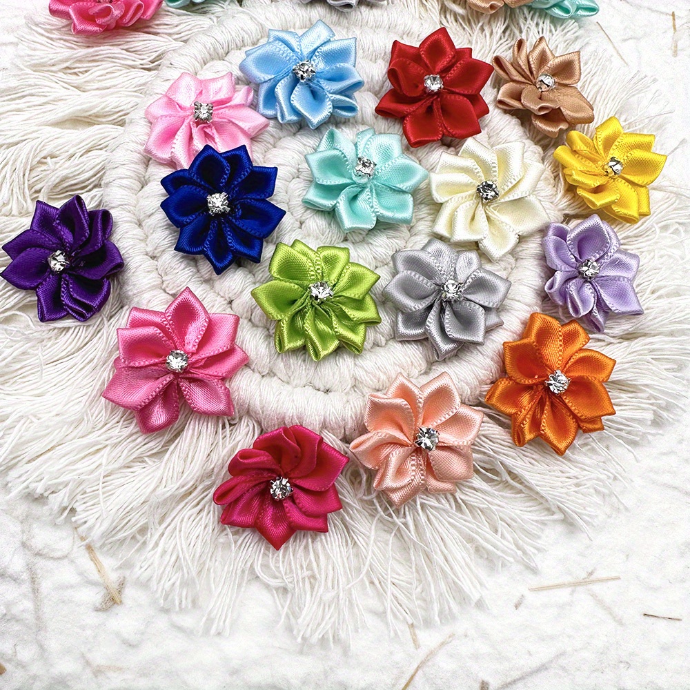 Polyester Ribbons Hand Sew Small Flowers Diy Headwear - Temu