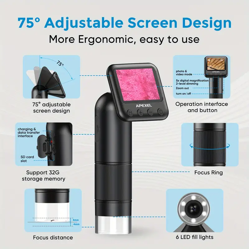 400x 800x hd microscope lens handheld portable usb digital microscope optical instruments electron microscopes with led details 8