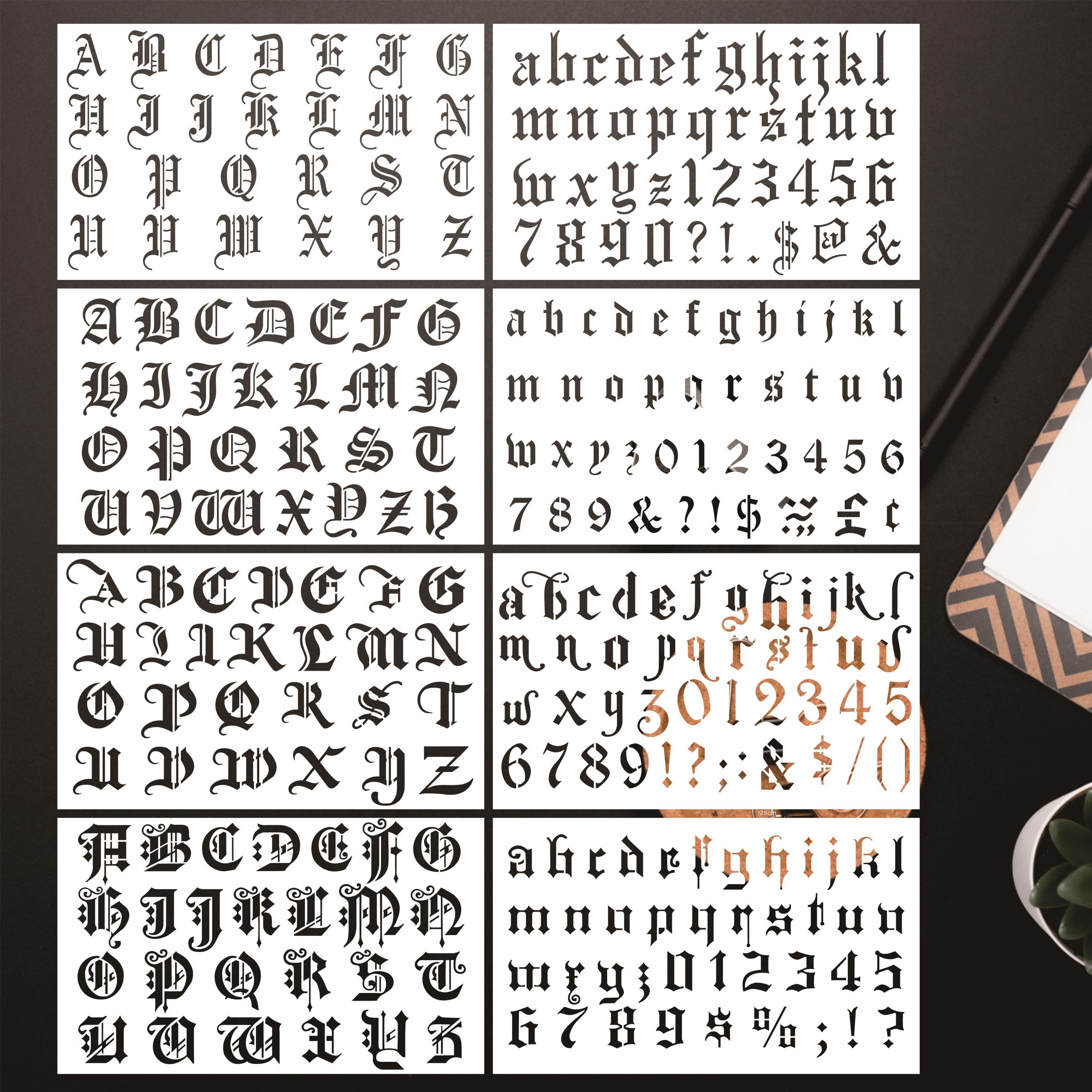 Vintage Lettering Stencils by StudioR12 | Reusable Full Alphabet Stencil |  DIY Journaling, Crafting, & Scrapbooking | Select Size