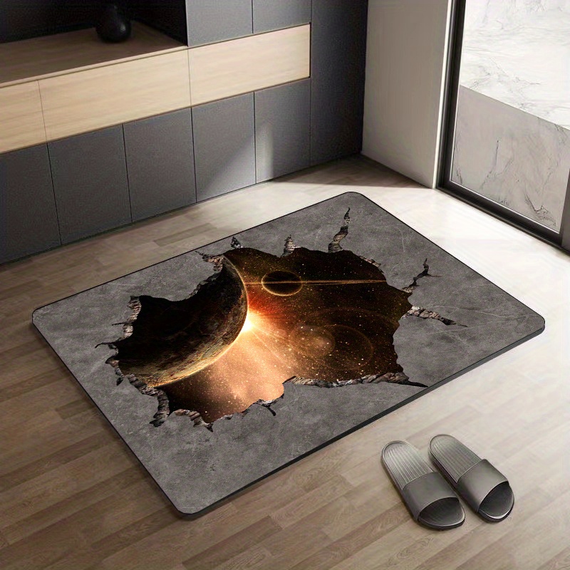 3d Visual Floor Mat Bedroom Bedside Thickened Golden Diamond - Temu