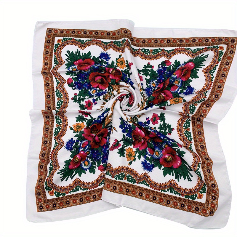 Image of 27.5" Vintage Flower Print Bandana Boho Square Scarf Vintage Neckerchief Women Head Wraps Turban Hijab