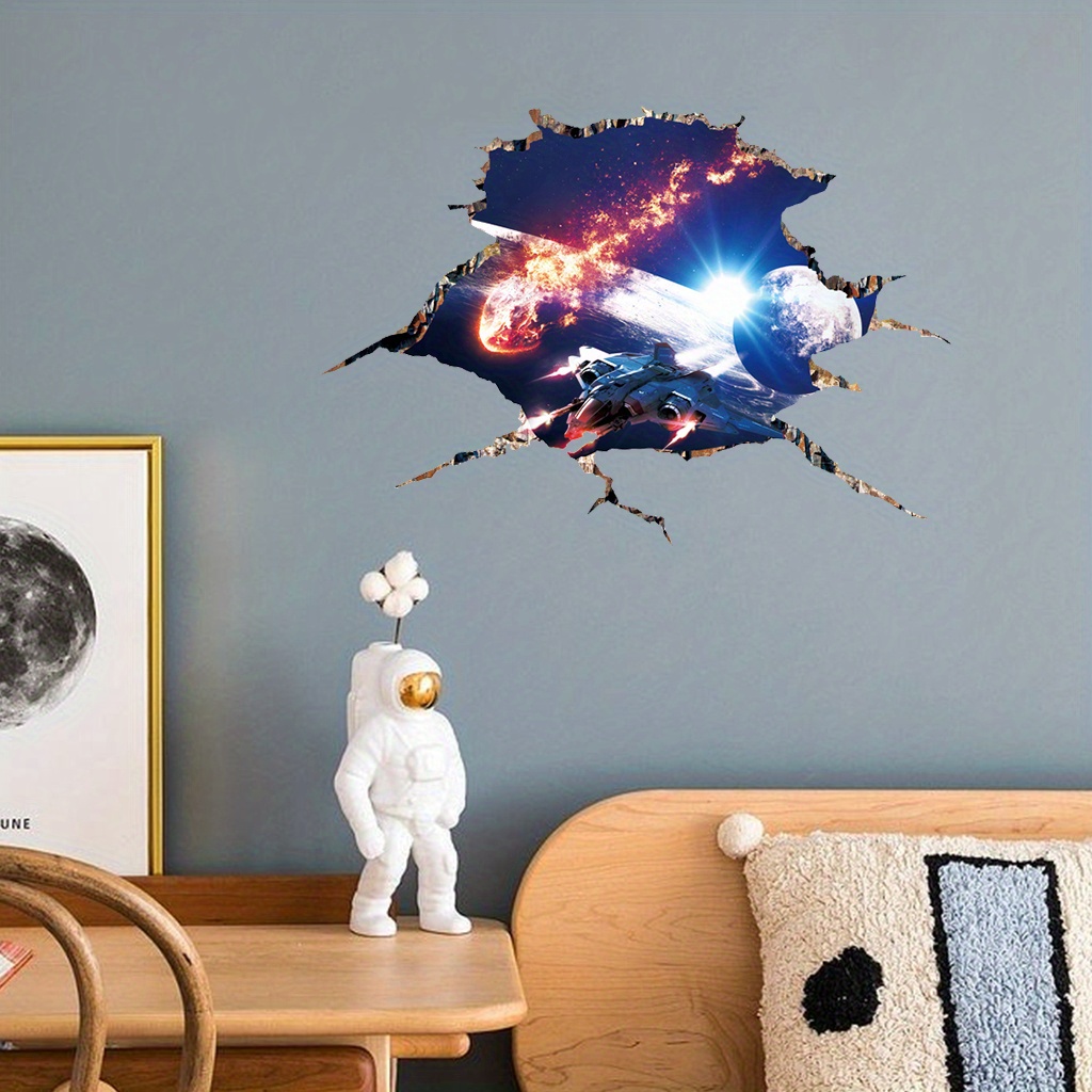 3d Planet Galaxy Wall Stickers, Solar System Wall Sticker Outer Space  Removable Floor Wall Decals For Kids Children Bedroom Living Room Decor