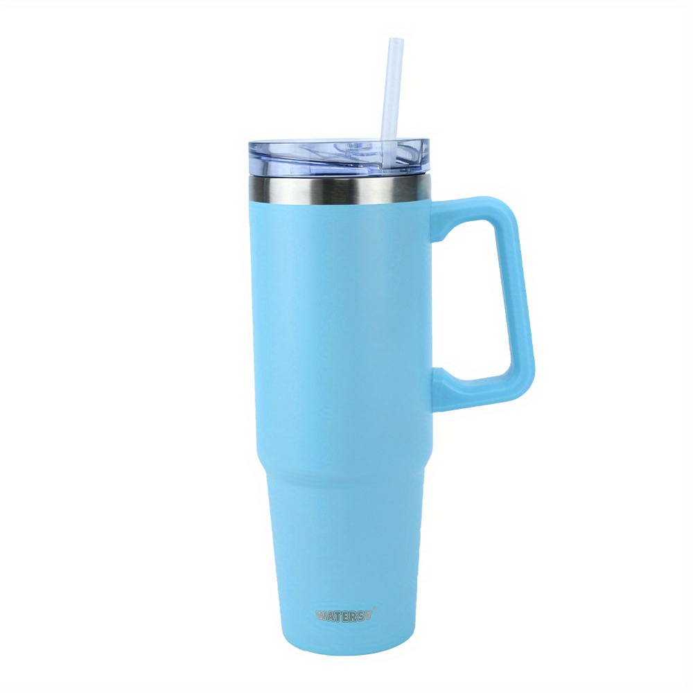 Light Blue Travel Tumbler with Drinking Straw