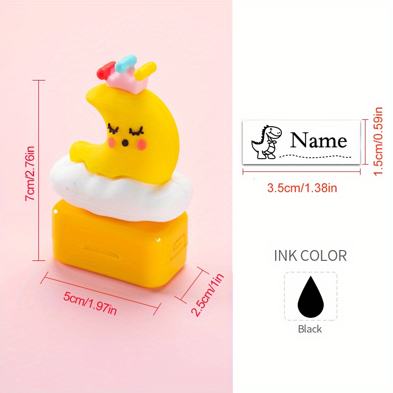 School Set( Yellow Moon Shape Stamp And Stickers)custom Name - Temu