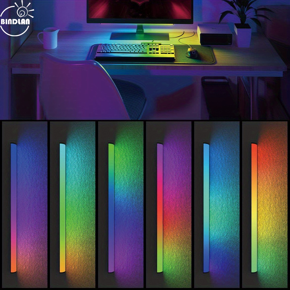 1set 2 in 1 under monitor light bar 2 pcs screenbar light desk lamp computer with app controlle color changing music sync led dynamic rainbow effect usb powered for pc setup keyboard light gaming room details 1