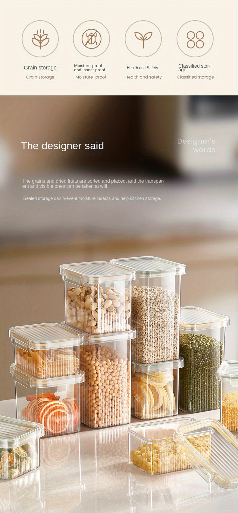 Square Transparent Storage Jar Moisture proof Insect proof - Temu