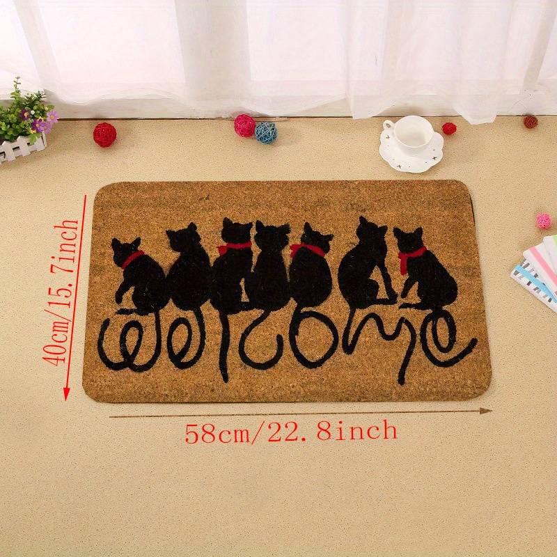 Cartoon Cat Letter Welcome Door Mat Soft Comfortable - Temu