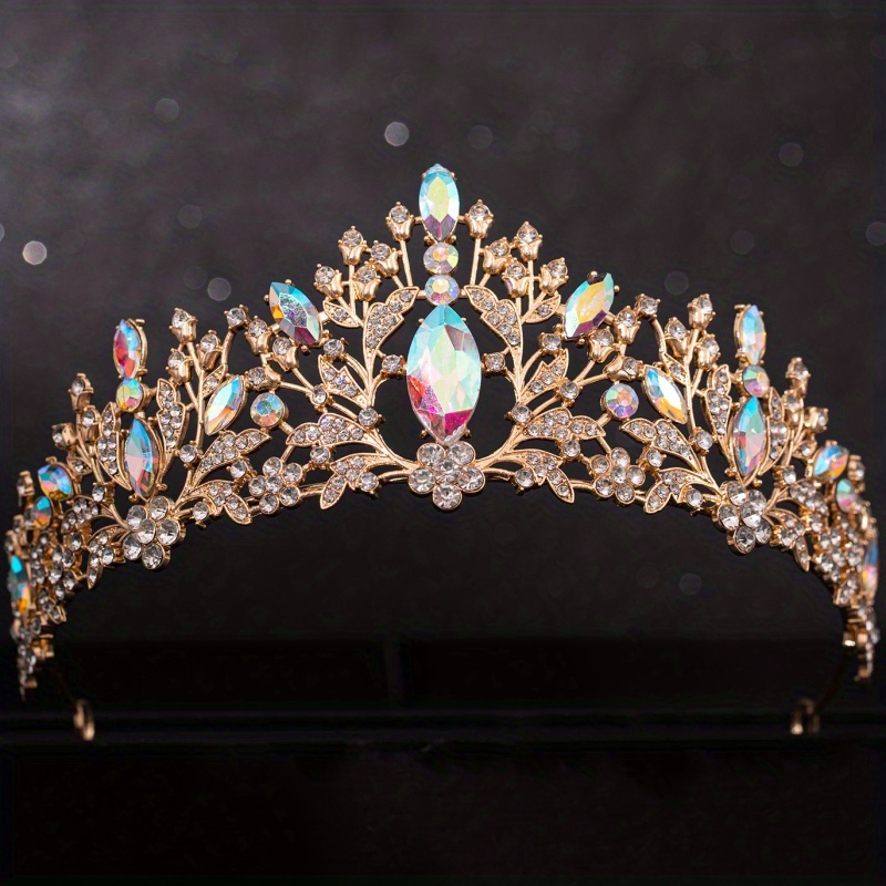 Rainbow Rhinestone Crown Hair Comb