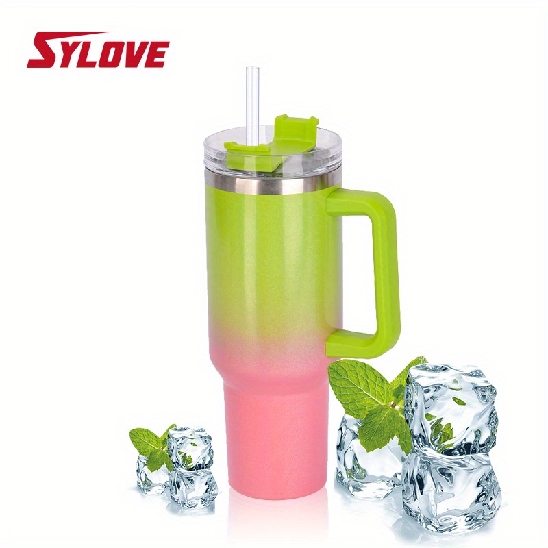 1pc Sylove 40oz Gradient Tumbler With Handle And Straw Double Walled Insulated Cup For Hot And Cold Drinks Perfect For Travel And Outdoor Activities Free Shipping On Items Shipped From Temu Temu
