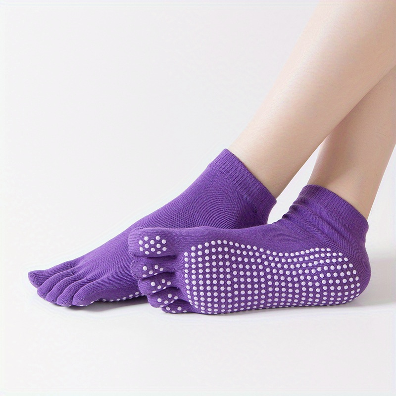 Solid Colors Five Toe Backless Nonslip Socks Summer Women Dance Gym Sport  Short Ankle Socks for Yoga (Color : Deep Purple, Size : One Size) :  : Clothing, Shoes & Accessories