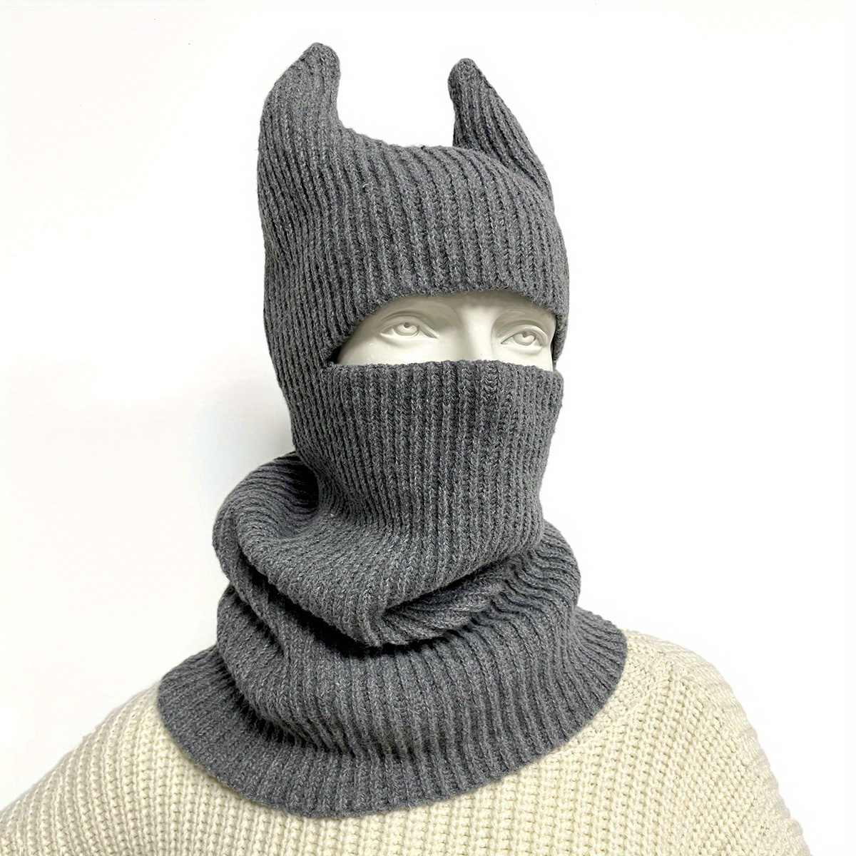 RABBIT FUR - Knitted Stretch Beanie Grey Amazon.com: surell - Rex Rabbit Fur Textile Knit Beanie with  main image 4