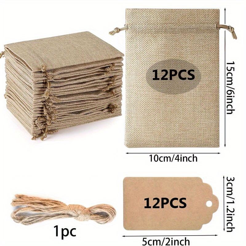 Burlap Gift Bags And Gift Tags \ Reusable Linen Sacks Bag - Temu