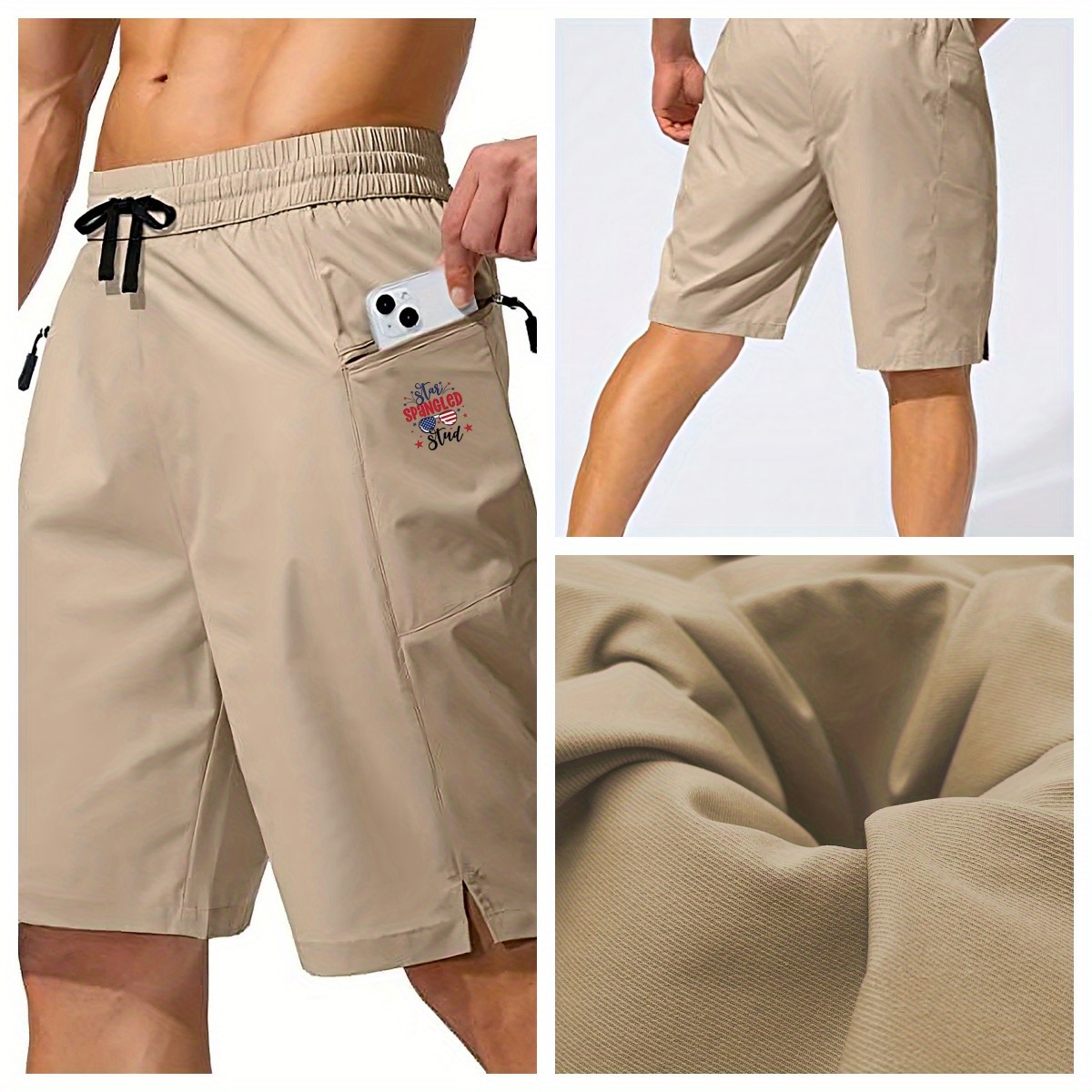 Men's Plus Size Casual Cargo Shorts with Drawstring