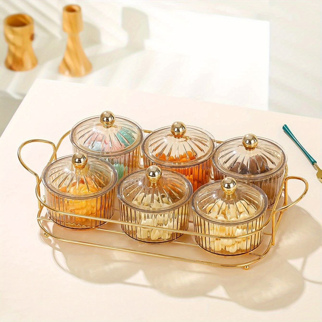 Plastic Sugar Bowls With Lid Light Luxury Round Dried Fruit - Temu