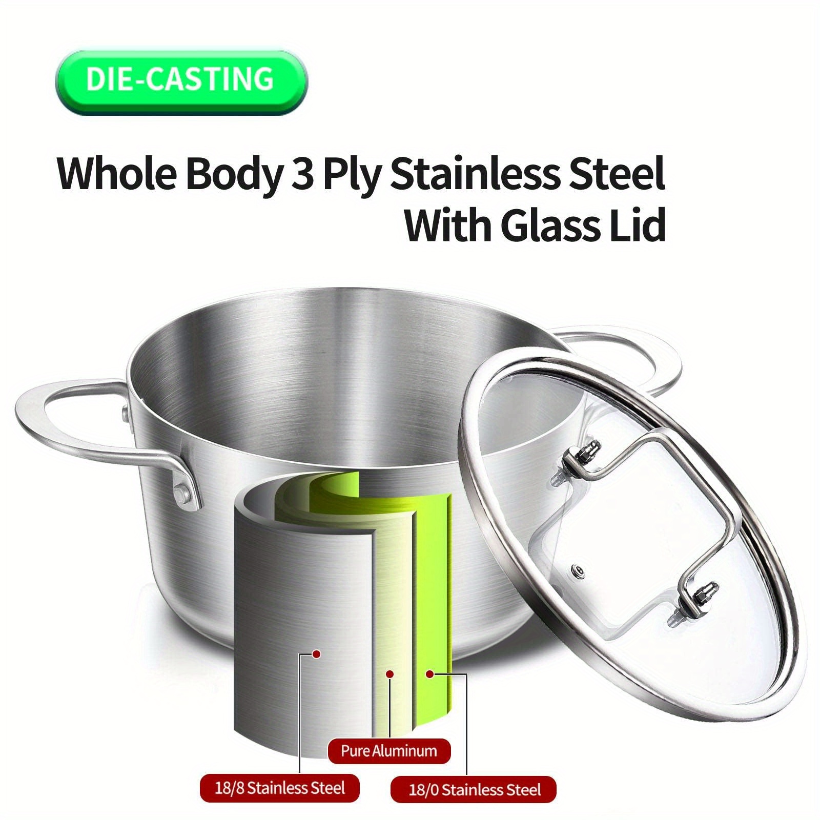 4qt 5qt Stainless Steel Stockpot For Gas Stovetop And - Temu