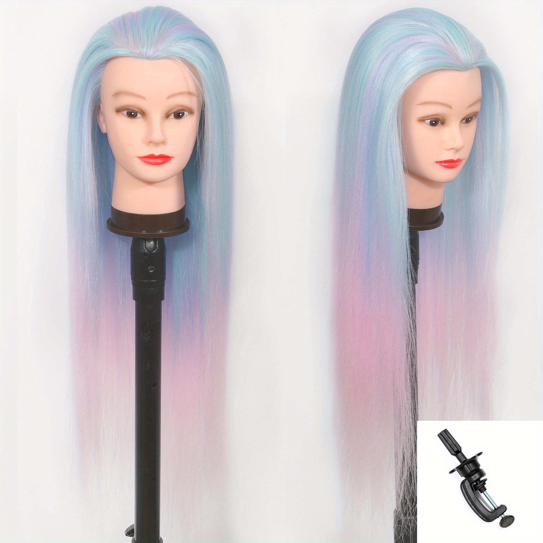 Neverland 30 Mannequin Head Hair Styling Training Head Manikin Cosmetology  Doll Head Synthetic Fiber Hair and Clamp Holder & DIY Hair Styling Tool