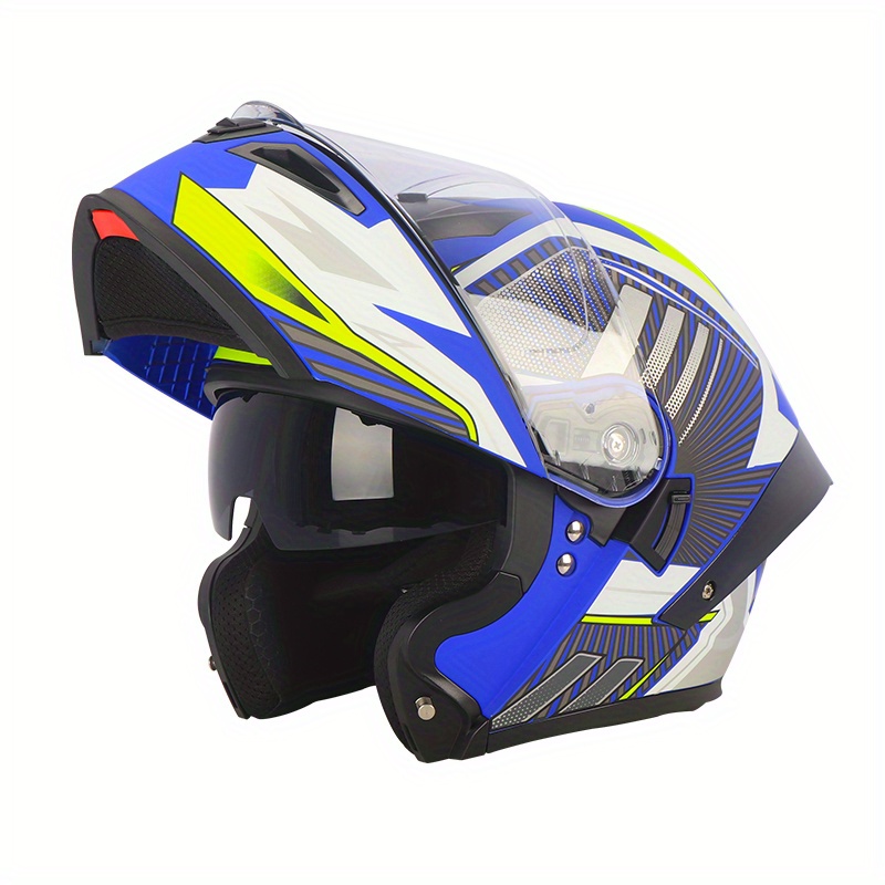 Casco de motocicleta de cara completa con doble visera abatible, casco  modular de cara completa, casco de motocicleta de calle con doble visera  solar