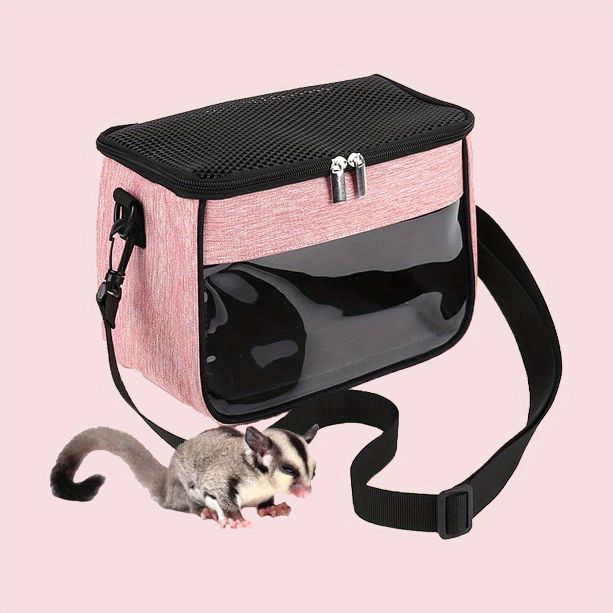 ハムスターキャリアバッグ、小動物用旅行バッグ、調節可能なストラップ