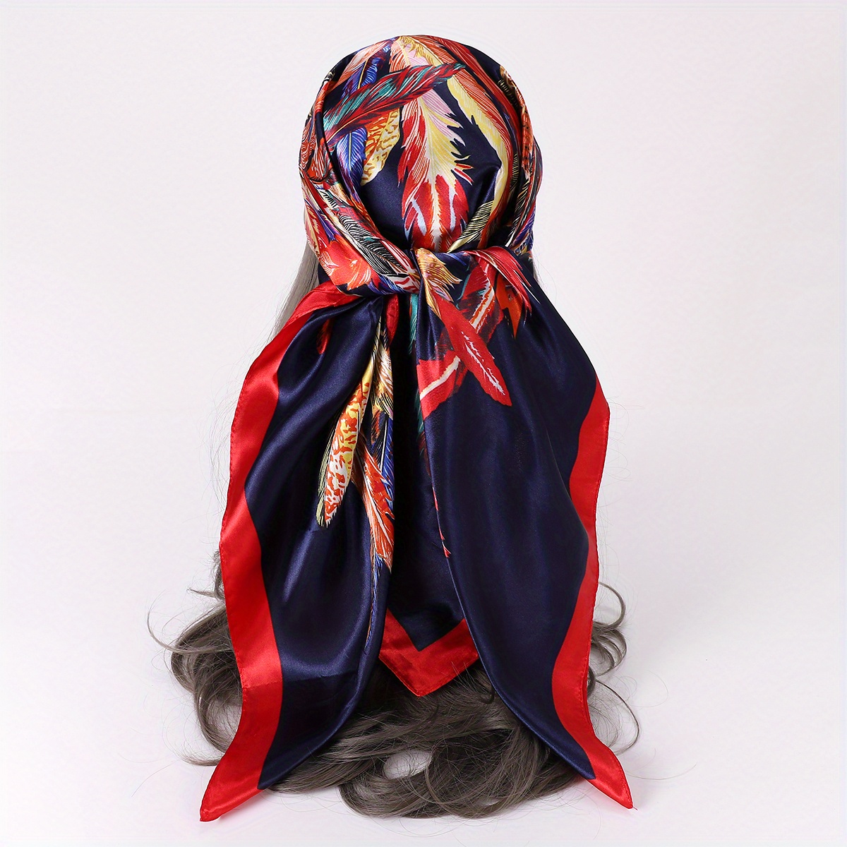 Classic Print Square Scarf Bandana Boho Satin Neckerchief Shawl