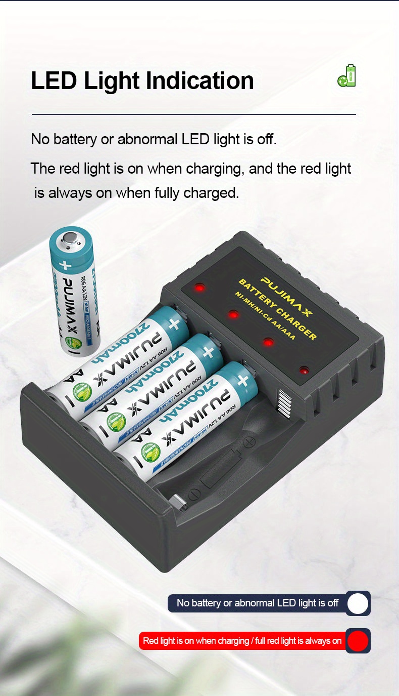 Smart 4 Slot Ni Mh Battery Charger For 1 2v Aa Aaa Rechargeable Battery