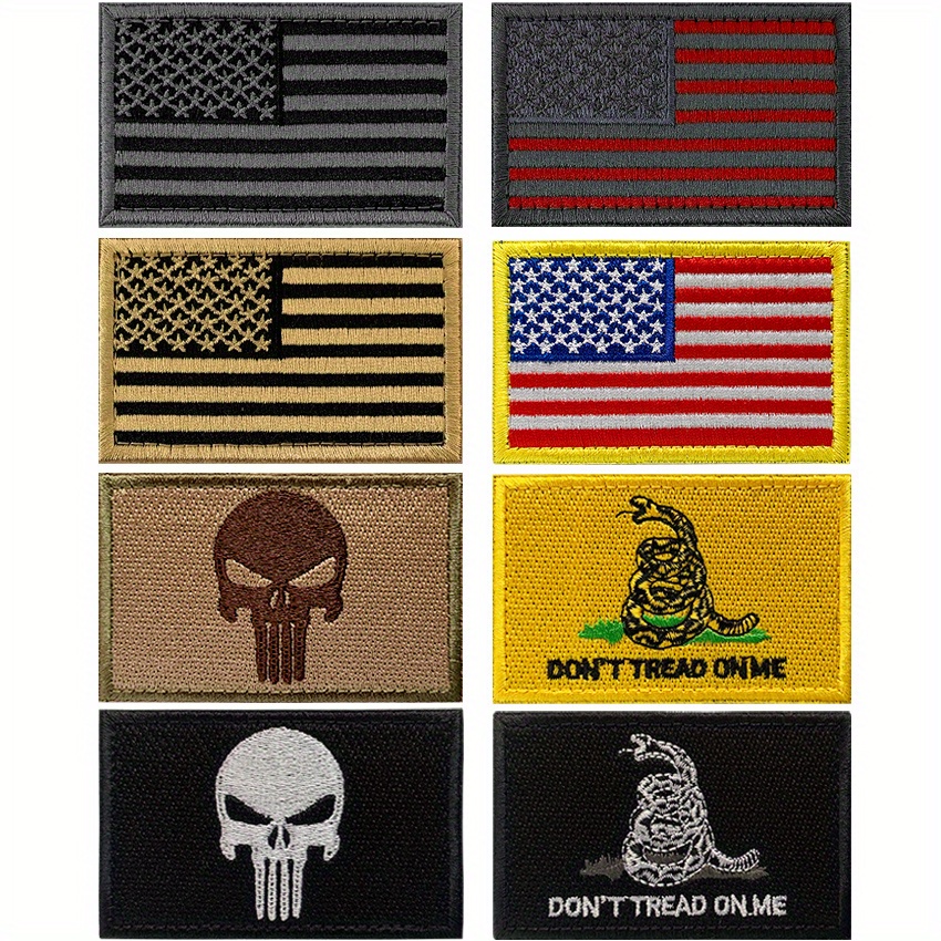 6 Pc Assorted USA Tactical American Flag Patch 100% Embroidered Thin Blue  Line United States Military Morale Patches Set for Molle, Hats,  Backpacks,Tactical Vest, Uniforms 