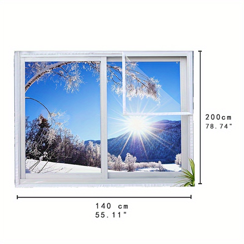 Thermo Cover Fenster Isolierfolie,Transparente Thermofolie Fenster Winter  Winddichte Kälteschutz Wärmefolie mit Klettverschluss,Einfach zu