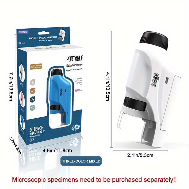 HD 60x-120 Zoom Mini Pocket Microscope for Kids