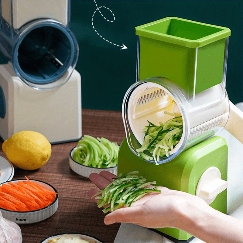 1 Set Multi-functional Hand-cranked Vegetable Cutter, Kitchen Manual Slicer,  Potato Slicer, Rotating Drum Type Vegetable Slicer