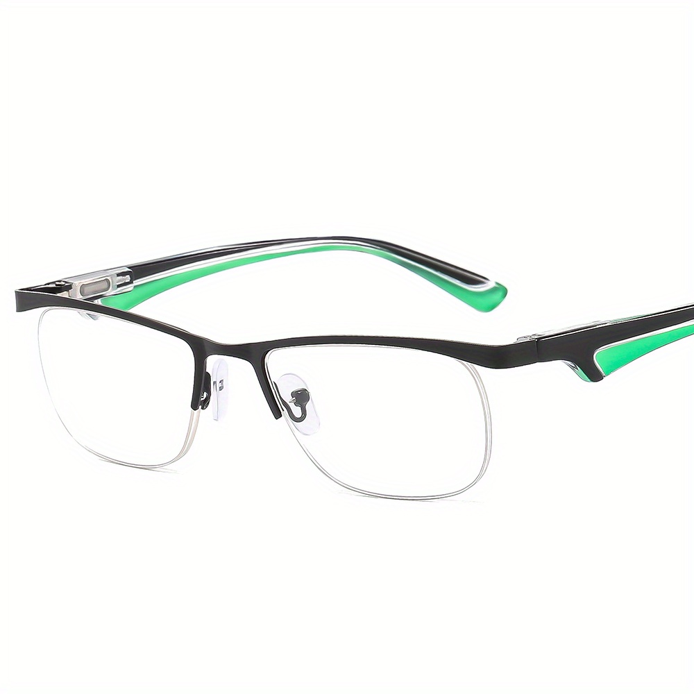 Men's Half Frame Metal Retro Glasses Anti Light Reading Glasses