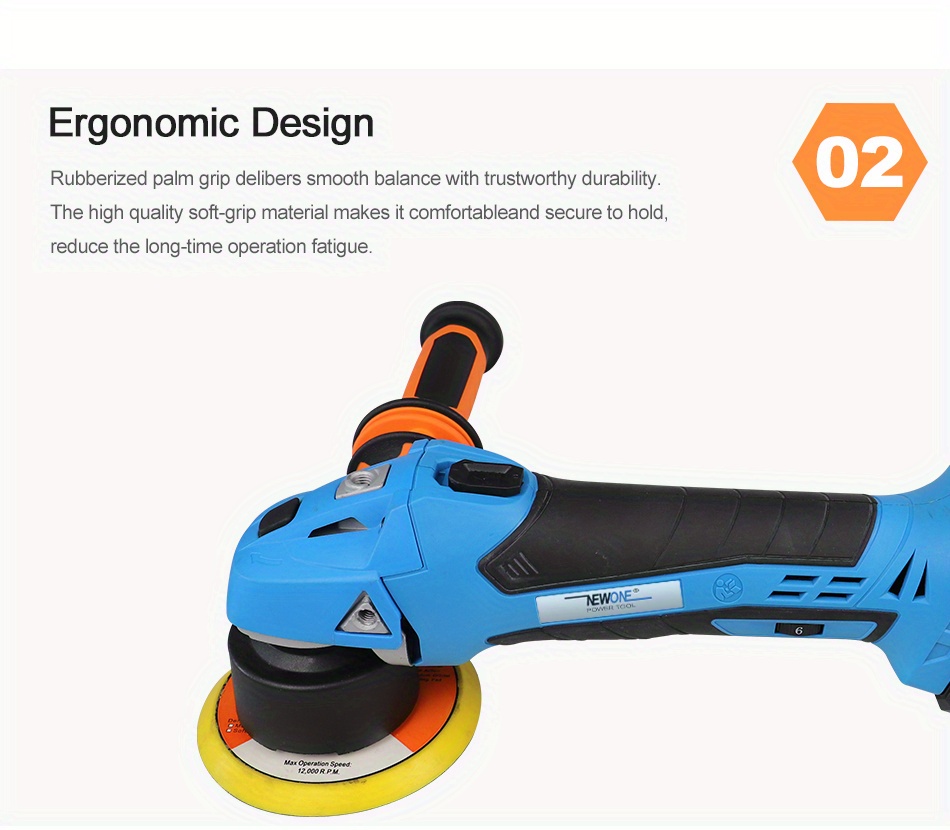 Newone 20v Cordless Round Orbital Polisher Dual Action Buffer