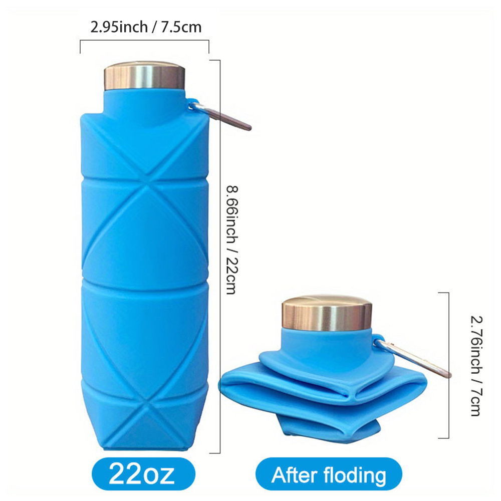 Botella agua de silicona de 560ml con pajita abatible (1 Pza) (Viene