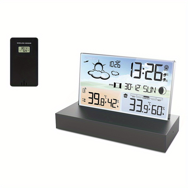 Kaufe One for Three Digitales Thermometer, Hygrometer, Wecker, kabellose  Innenwetterstation, Dual-Wecker, elektronischer Kalender mit 3 kabellosen  Sensoren