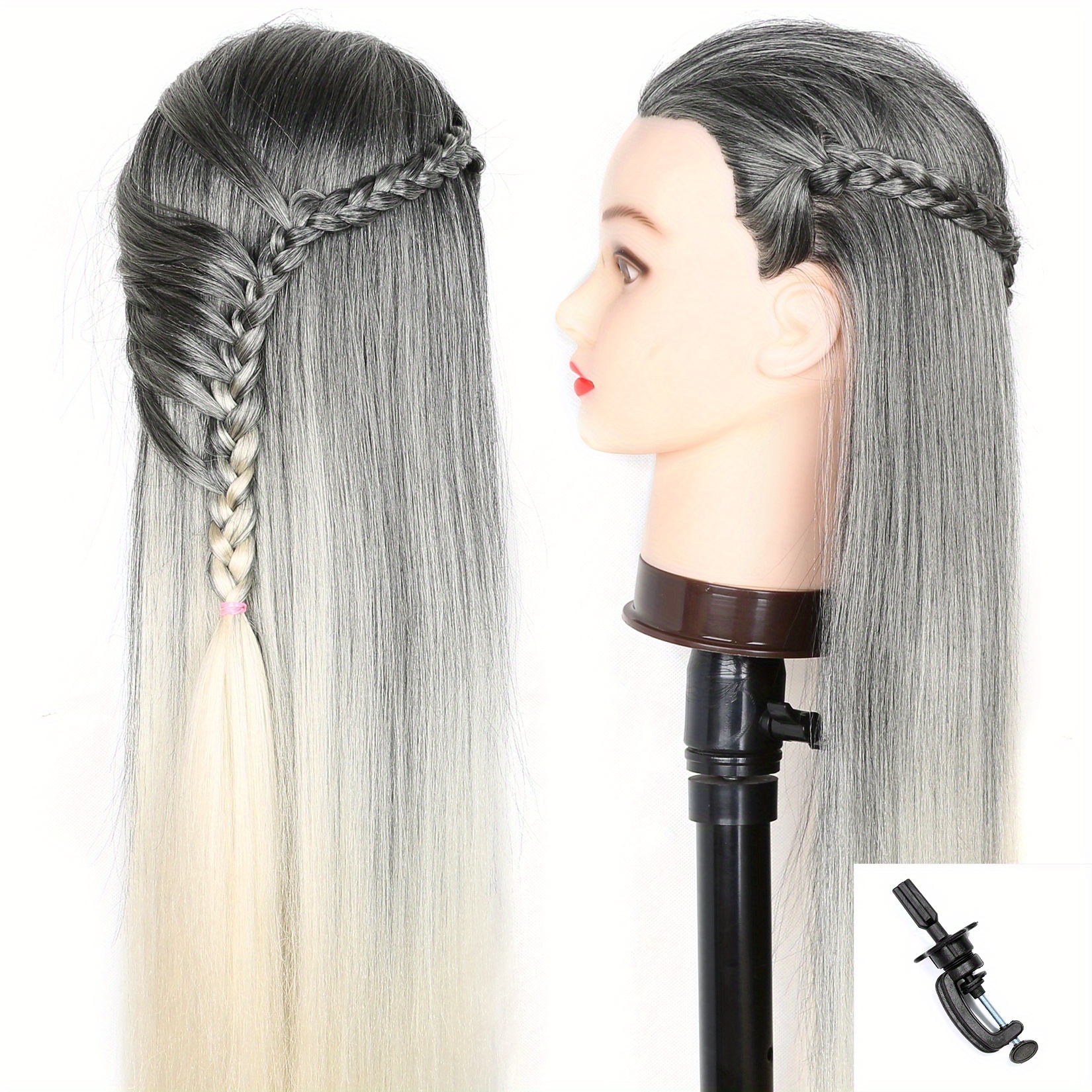Neverland Training Head, 30 Inch Brown 100% Synthetic Fiber Hair  Hairdressing Hairdresser Mannequin Styling Dolls Head Practice Braiding  with Table
