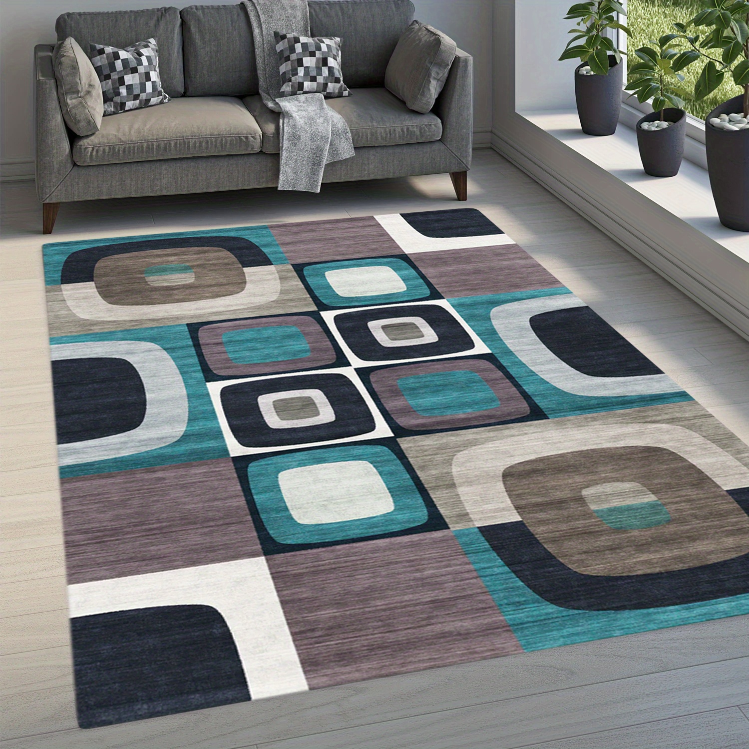Soft Geometric Floor Mat Quick Dry Absorbent Bath Mat