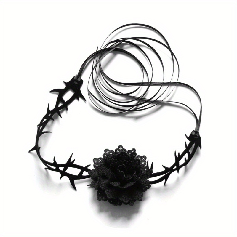 Black Gothic Rose Flower Choker Necklace Punk Style Halloween