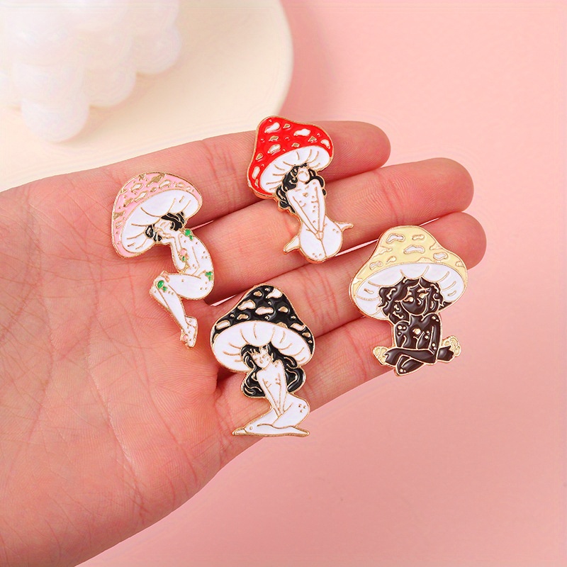 Mushroom Enamel Pin Brooches Cute Cartoon Mushroom Girl for