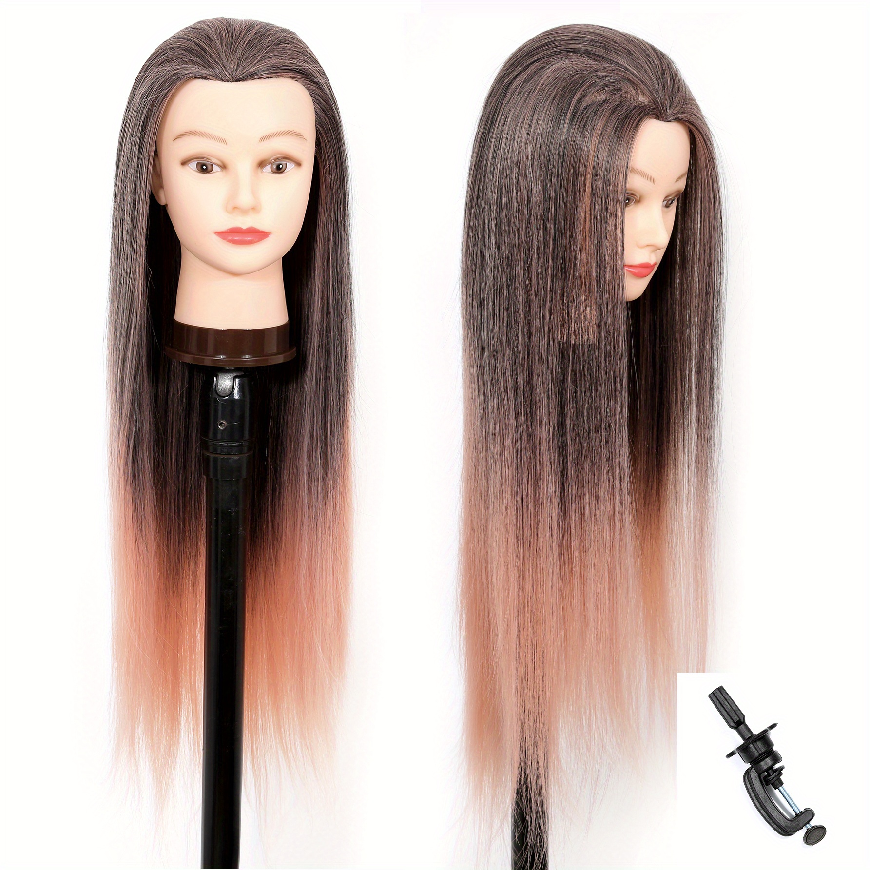 Mannequin Head with 60% Real Long Hair Hairdresser Practice Styling Training Head Manikin Training Head Cosmetology Doll Head Synthetic Fiber Hair and