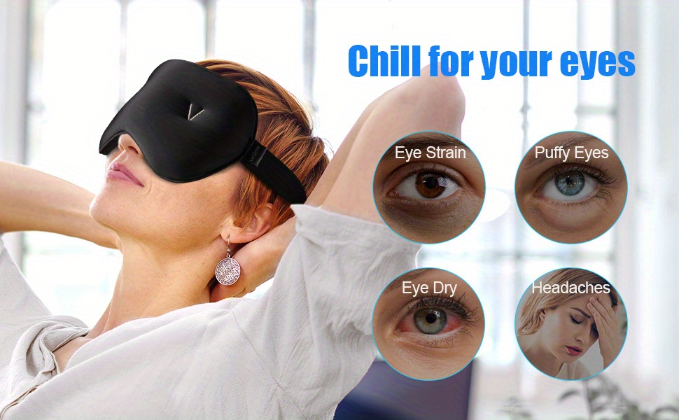 Weighted Eye Mask, Pain Relief Cold Relax Eye Pillow for Migraine Headache Sinus, Cooling Eye Masks Relieves Dry Eyes Dark Circles Pink Eyes, Glass Bead and Blocking Light