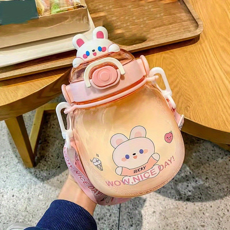Portable Kawaii Bear Cup 1.3L Tumbler With Straw Cute Water Bottle