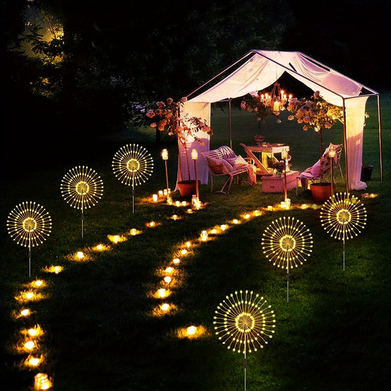 6pcs outdoor solar garden light 720led waterproof solar light decorations with 8 modes remote control perfect for courtyard passage christmas party wedding gifts details 9