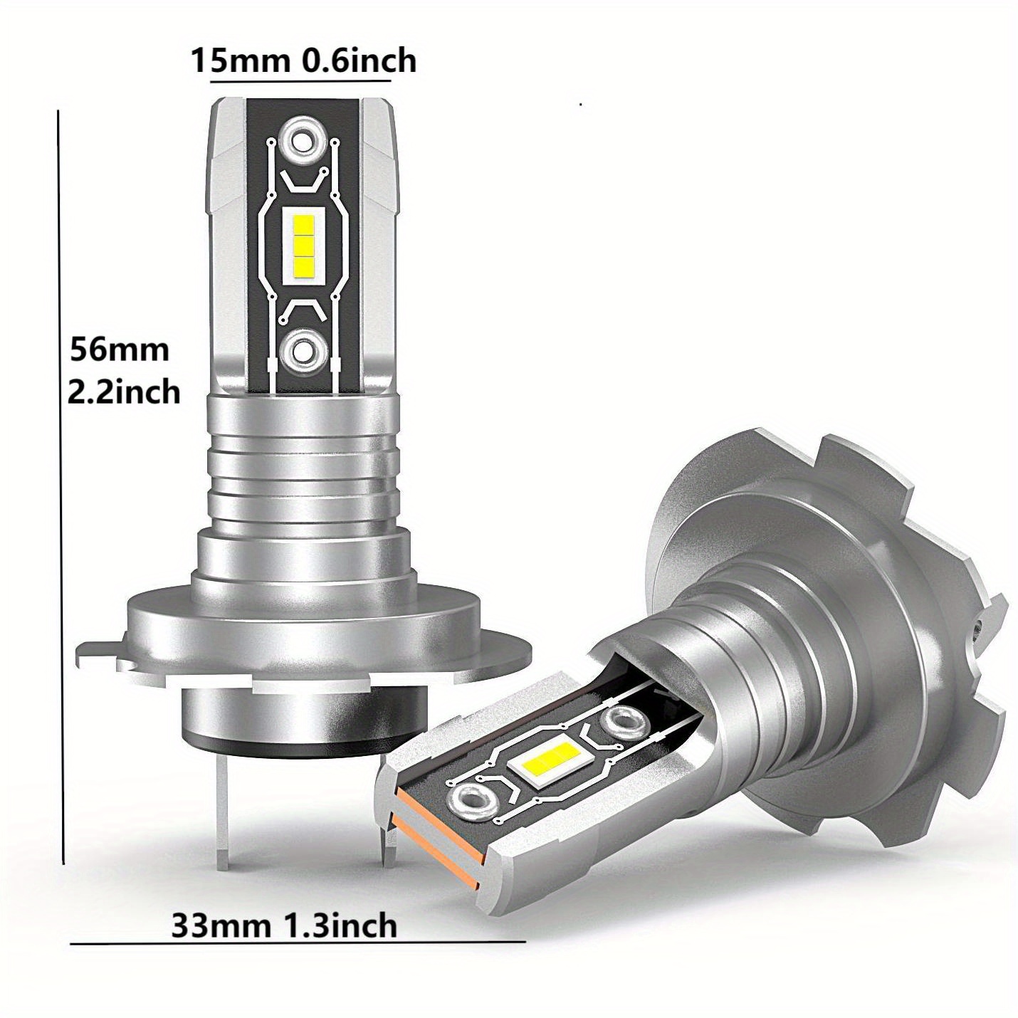 2pcs Super Bright H7 LED Headlight Bulbs - 18000LM 60W 6000K White - Canbus  5530 Chips - For Car, Truck & Motorcycle