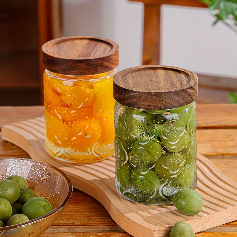Airtight Glass Storage Jar With Wood Lids Perfect For Coffee - Temu