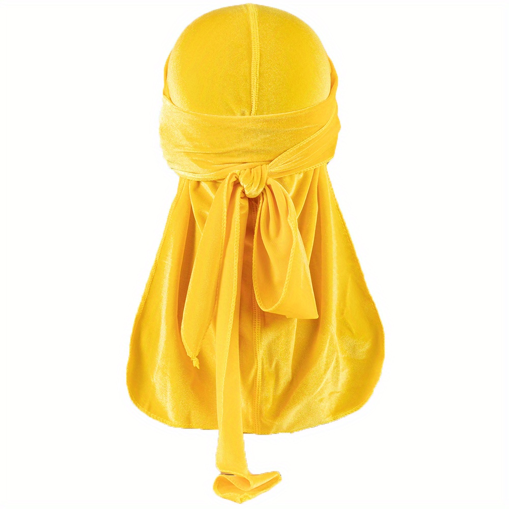 Silky Durag for Men Wave Cap Satin Dorag for Men Women 360 Wave Yellow 