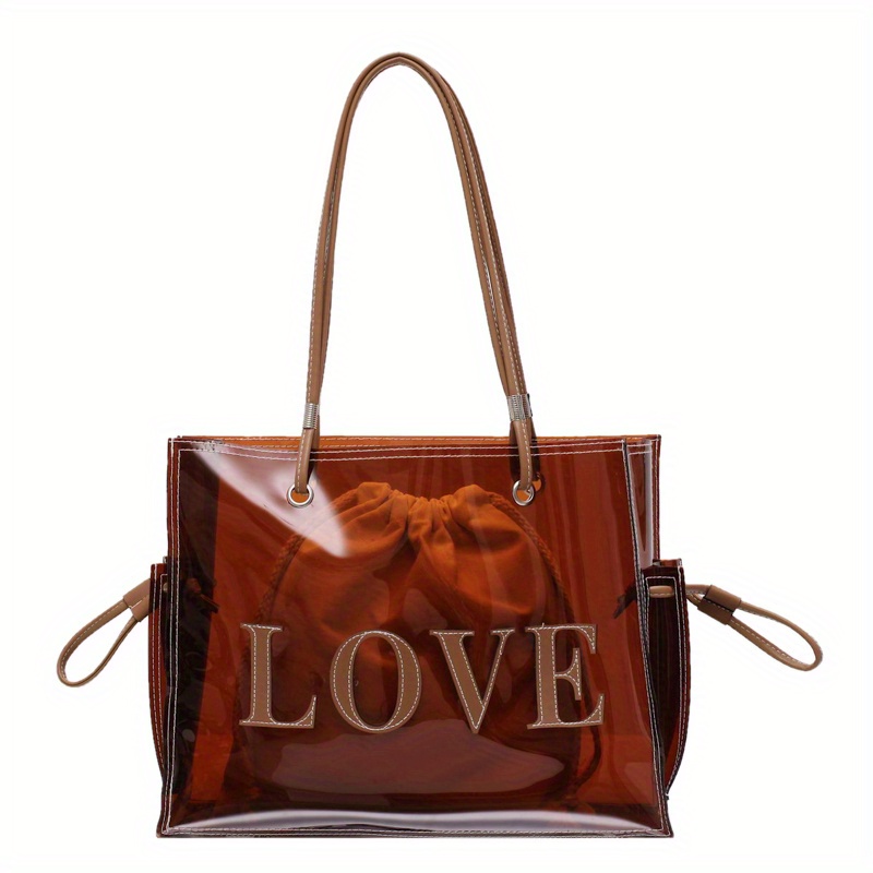  Large Clear Tote Bag, Fashion PVC Shoulder Handbag for