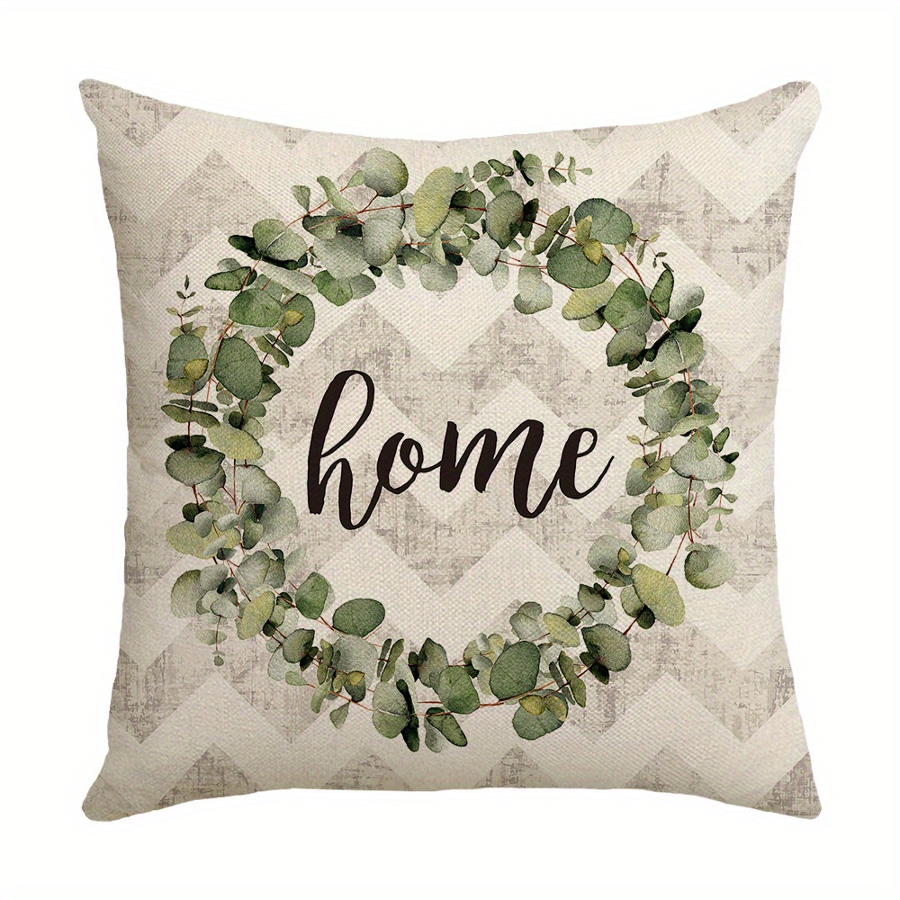 Home Sweet Home Eucalyptus Wreath Throw Pillow Covers Bless - Temu